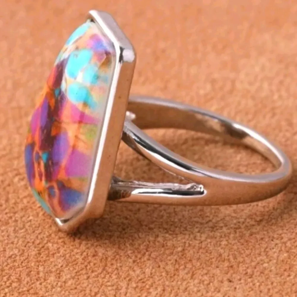 Ladies Oversized Emery ROSE Resin Decor Ring sz9